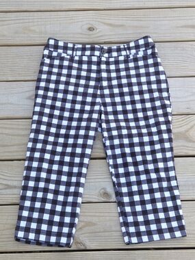 St. Johns Bay Black & White Gingham Capri Size 12